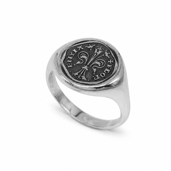 anello-fiorino-sigillo-argento-925-brunito