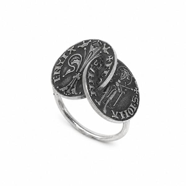 anello-doppio-fiorino-fiorentino-argento-brunito