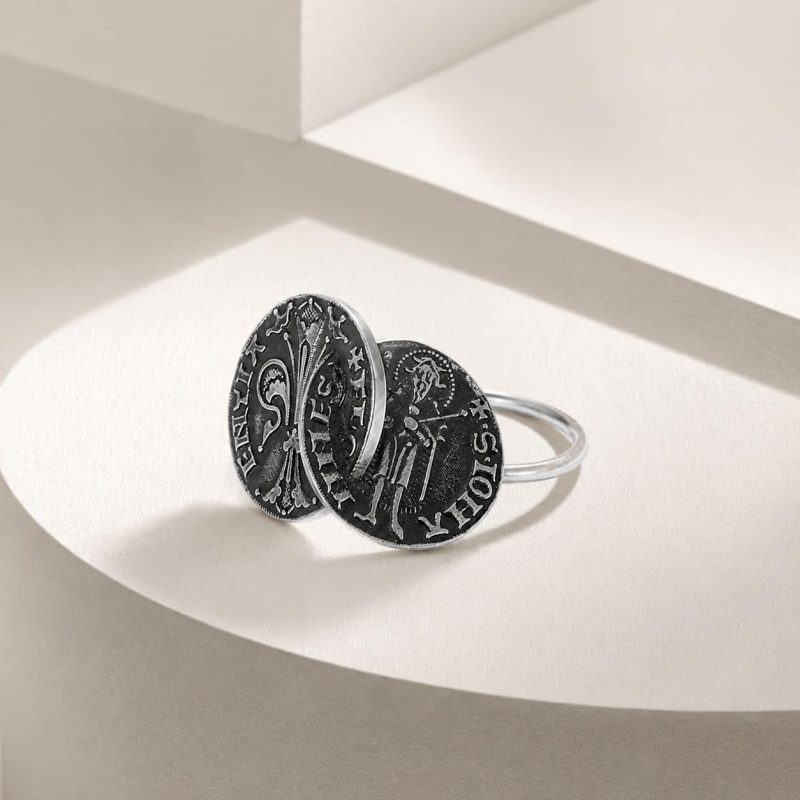 anello-doppio-fiorino-fiorentino-argento-brunito-ambiente-lato